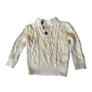 Baby Gap Sweater 2T 2 Years Cable Knit Fisherman Chunky Creamy White Wool Boys